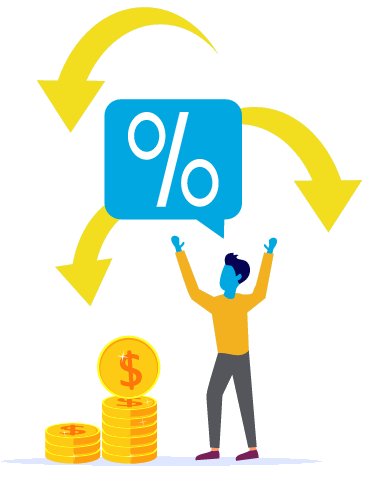 blue man percentage of money graphic